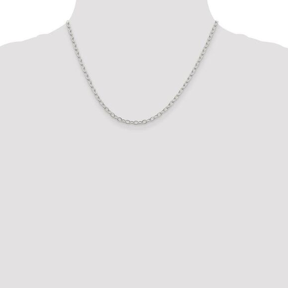 3.4mm, Sterling Silver, Solid Oval Cable Chain Necklace, 18 Inch - Picture 2 of 8